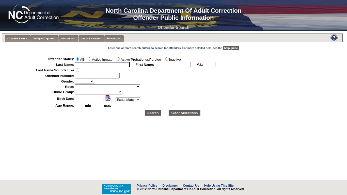 North Carolina DPS Offender Public Information