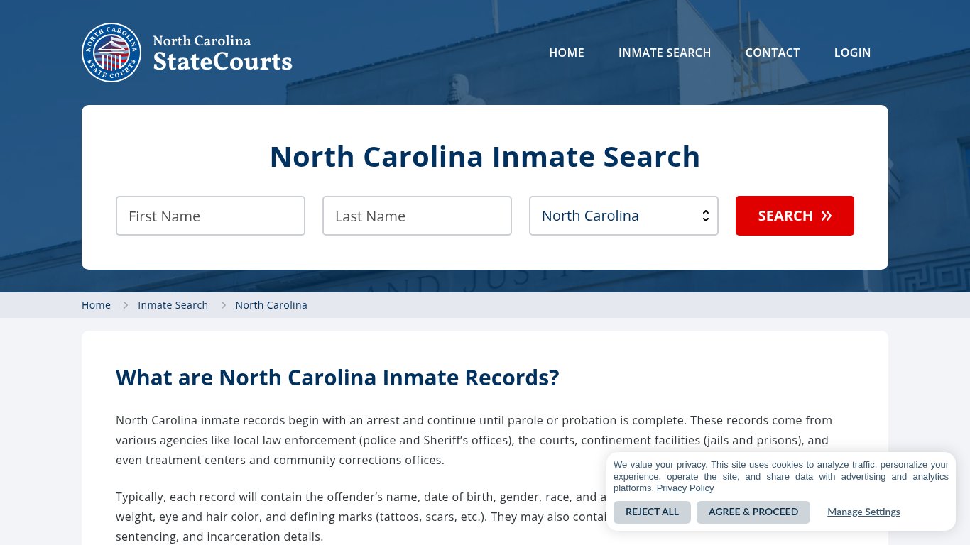 North Carolina Inmate Search, Prison and Jail Information - StateCourts