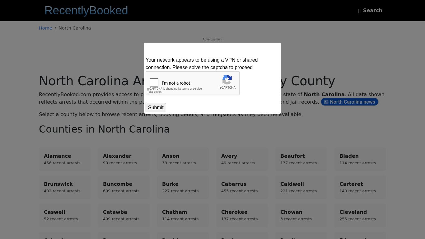Recent bookings, Arrests, Mugshots in North Carolina - Recently Booked